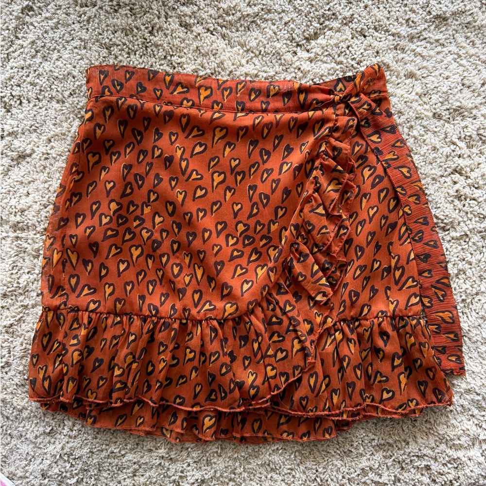 Urban outfitters rust skirt with hearts - size medium - like new - worn one time